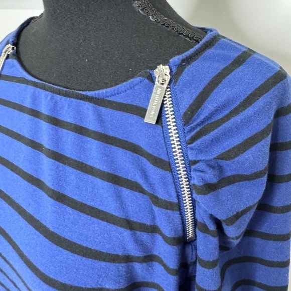 Michael Kors Stripe 3/4 Sleeve Cinched Sides Women’s Top (1X) - Picture 2 of 8